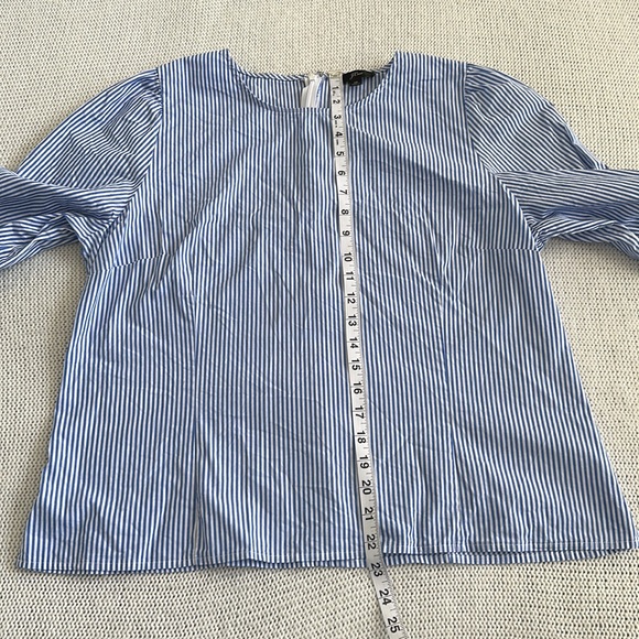 J Crew Blue and White Striped Blouse Size 16 - Picture 4 of 7